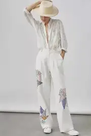 New Anthropologie x Forever That Girl Quilted Patchwork Trousers sz Large