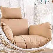 Cushion for Egg Chair Swing Outdoor Hanging Chair Cushion Fluffy Waterproof Hanging Egg Chair Cushion Replacement Cover Hammock Chair Cushion with Headrest and ArmrestsKhaki