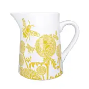Clover Flower Blooms Bumble Bees Yellow/White 16 Oz Stoneware Jug Pitcher