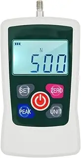 Daseeme Digital Force Gauge 500N/ 50kg/ 110Lb/ 1760oz Portable Push Pull Force Meter Unit able Backlit Mini Dynamometer with 6 Fixture Heads, Storage Case, Auto Power Off