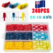 240PC T-Tap Quick Splice Crimp Terminals Kit Electrical Wire Cable Connectors AU
