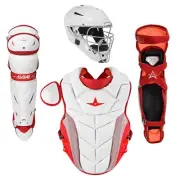 All-Star PHX Pro Paige Halstead Fastpitch Softball Catchers Set, White/Scarlet S