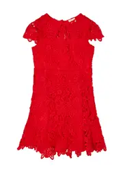 Marlo Kids Holly Jolly Lace Dress (3-16 Years) - Red - 3-4Y (3 Years) 3-4Y (3 years)
