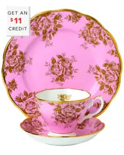 Royal Albert 100 Years Rose Teacup And Saucer 3Pc Set with $11 Credit