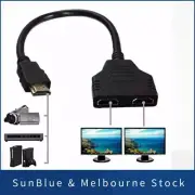 HDMI Splitter 1 in 2 Out Adapter Cable Male Dual HDMI Female 1 to 2 Way