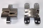 2 Mortise Mount Invisible Hinges w/ 8 Holes, Concealed Door Hinge, Satin Chrome