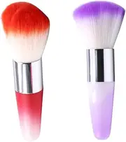 FOYTOKI 2pcs Nail Powder Cleaner Brush Versatile Makeup and Nail Art Dust Removal Tool for Salon Home Use Mixed Colors for Manicure