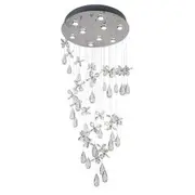 Telbix Lighting Paradis 135 Stainless Steel Crystal 9LT Pendant Light - Chrome / Clear