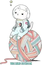 Wide Ruled Notebook: A Large Print Colouring Space Line Cat Sketch On Classroom Planet Running Yarn Board Ball Guide (6 X 9 In. 110 Pss) Compilation Notebooks