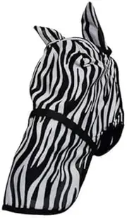 Hy Equestrian Zebra Fly Mask with Ears and Detachable Nose (UK Size: Pony) (Black/White)