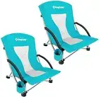 Low Sling Beach Chairs,Folding Low/High Mesh Reclining Back Low Seat Beach Chai