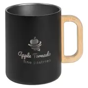 Laser Engraved Vancouver 15 oz. Stainless Steel Double Wall Mug w/Bamboo Handle