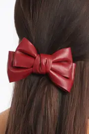Red Pu Bow Hair Clip