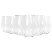 Argon Tableware Reusable Plastic Stemless Wine Glasses - 480ml - Pack of 6