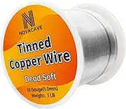 Tinned Copper Wire, 18 Gauge, 213Ft, 1Lb Spool, for Stained Glass, Beading, Jewelry Making