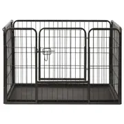 Puppy Playpen With Bottom Tray Indoor Outdoor Exercise Play Area Steel Kennel