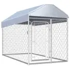 Dog Kennel Run Cage Steel Mesh Fencing Pet Enclosure Covered Playpen 2 x 1m
