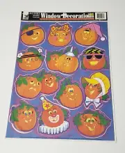 Color Clings Jack O Lantern Pumpkins Static Window Decorations Vintage USA
