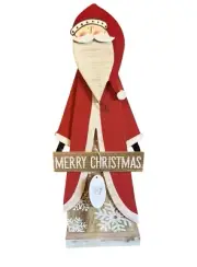 Wooden Santa Merry Christmas Decor With Snowflake Base rustic holidays