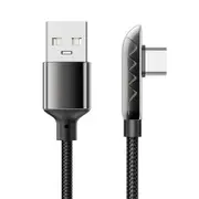 Nylon Braided Type-C Game Data Cable Elbow for Huawei/Xiaomi/Samsung-Black