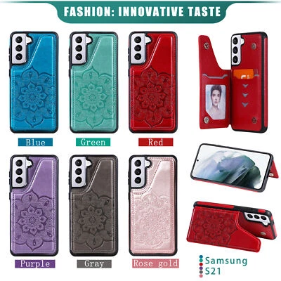 Flower Embossed Leather Phone Case For Samsung S21 S20 S10 S9 S8 Note 9 10 20