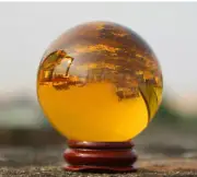 Natural Citrine Calcite Quartz Crystal Sphere Ball Healing 38-42MM +Stand