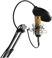 ERINGOGO Condenser Microphone with Shock Mount Pop Filter Audio Interface for Broadcasting Recording Live Performances Black Gold