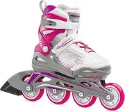 Bladerunner by Rollerblade Phoenix Girls Adjustable Fitness Inline Skate, White and Fuchsia, Junior, Value Performance Inline Skates, Youth Junior