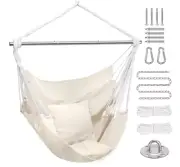 Hammock Chair Hanging Rope Swing, Hanging Chair Portable Detachable Metal Suppor