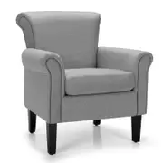 Costway Upholstered Accent Chair Fabric S Sofa w/Adjustable Foot Pads Leisure Chair Light Grey