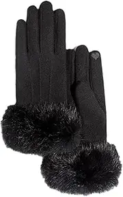 [Generic] Women Winter Gloves Screen Gloves Thermal Windproof Gloves Soft Warm Faux Fur Gloves for Running Cycling Biking Driving Hiking Black One Size