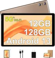 2024 Tablet 10 Inch Android 13 PC 12GB RAM + 128GB ROM TF 512 S22 Gold
