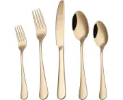 20-Piece Flatware Set, Gold ,Silverware Set,Stainless Steel Tableware Cutlery Set for 4,Dishwasher-safe-Black