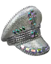 Silver Jewels Sequins Costume Hat