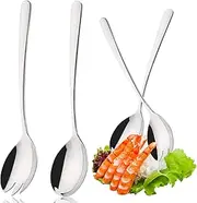 [TuseRxln] Set of 4 Salad Servers Stainless Steel Salad Spoons Salad Forks and Beautiful Salad Servers Set Stainless Steel Salad Fork Serving Spoon 19.5 cm x 4.6 cm