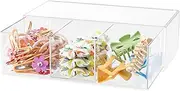 JDOTL Hair Accessories Organizer for Girls, Clear Acrylic Hair Bow Tie Clip Scrunchie Holder with Divider, Cute Small Stackable Storage Drawer Container Caddy Box for Bathroom Vanity Countertop
