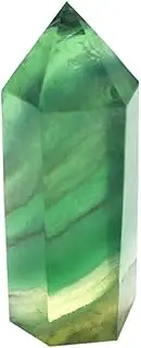 Green Fluorite Healing Stone Wand Pointed & Faceted Prism Bar for Reiki Chakra Meditation Therapy Deco