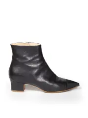 Black Leather Ankle Point Toe Boots