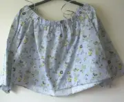 TOPSHOP TOP Blouse Peasant Bardot BLUE Green Spring Flowers Sz 10 NEW