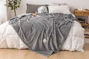 2Pcs Soft Flannel Cozy Plush Fleece Throw Blanket For Couch Sofa Bedding Blanket-Gray