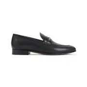 [Valentino Garavani] Valentino Garavani-Black Grained Leather V Logo Signature Loafer-Uomo 43 IT