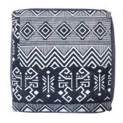 Amelia Blue Cotton Square Cube Ottoman