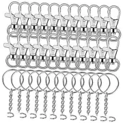 120Pcs Swivel Snap Hook and Key Rings with Chain for Keychain Lanyard