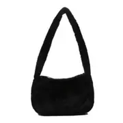 Simple Design Faux Fur Women Baguette Handbags Winter Furry Ladies Hobos Underarm Bag Soft Plush Female Small Shoulder Bags