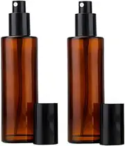 Happyupcity 2Pcs 100ml/3.3oz Amber Glass Spray Bottles with Black Cap Empty Refillable Fine Mist Spray Bottles Makeup Face Spray Bottle Travel Containers for Cosmetic Perfume
