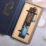 Chinese Wooden Color Painted Bookmark Mark Retro Carving Ebony Book Clip