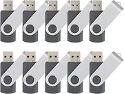 Wholesale 10 Pack 1MB-32GB Bulk Pack USB Flash Drives Swivel Thumb Drive Memory Stick, Black (512MB)