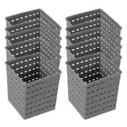 10x Box Sweden 10cm Woven Basket Storage Container/Organiser BPA Free Assorted