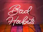 Bad Habits Pink 14"x10" Acrylic Neon Sign Lamp Light With Dimmer VSX