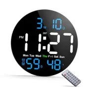 Digital Wall Clock, 10 in Wall Clock with Large LED Display Blue & Green